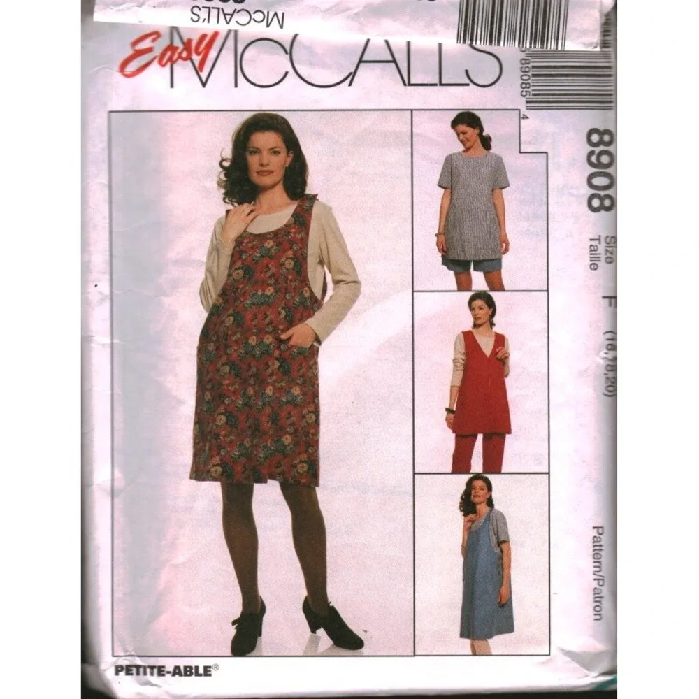 McCall's 8908 Maternity Jumper Vest‎ Top Pants Shorts Sewing Pattern Size 16-20